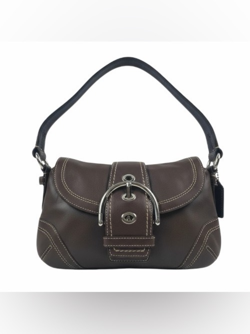 Vintage Coach Soho 10316 Brown Leather Buckle Shoulder Bag Y2K